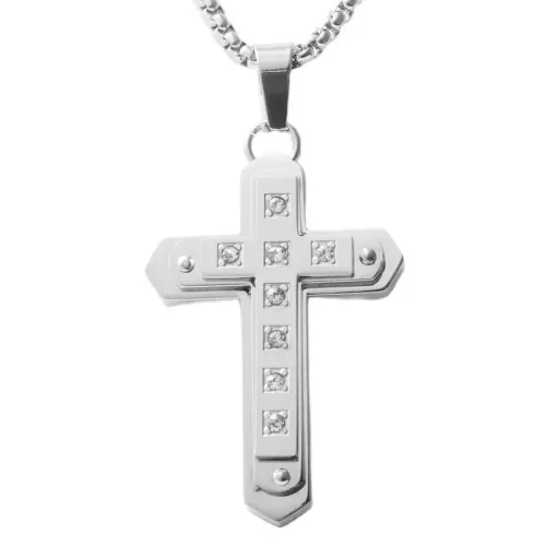 NTM1864 Cross Pendant Necklace Stainless Steel Crucifix Charm