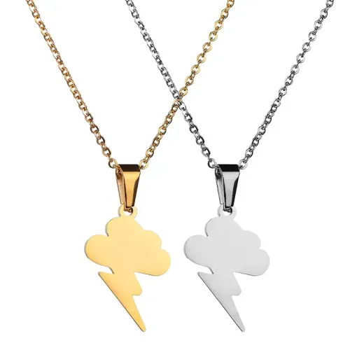 NTM3910 Unisex Stainless Steel Thundercloud Lightning Necklace Clavicle Chain Jewelry