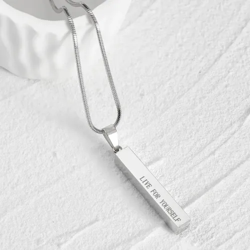 NTM3756 Customizable Stainless Steel Bar Necklace for Women DIY Date Name Sweater Chain