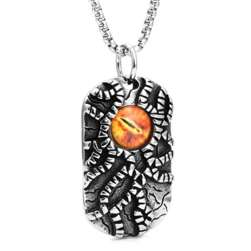 NTM2104 Men's Eye of the Reaper Pendant Necklace Stainless Steel Gemstone Charm