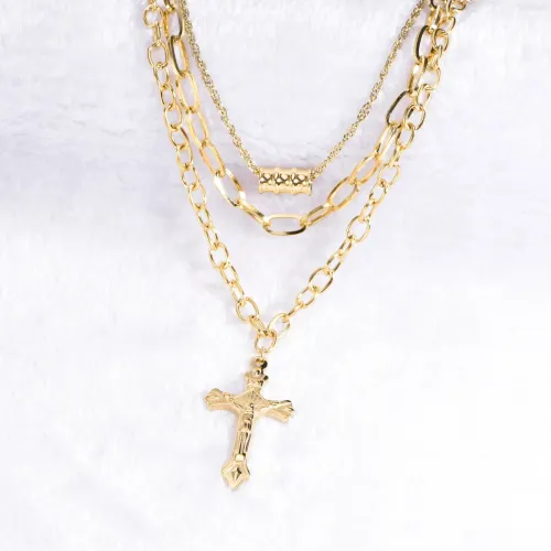 NTM3220 Elegant Layered Stainless Steel Necklace for Women Vacuum Plated Dinner Jewelry