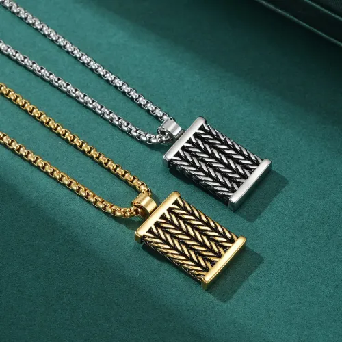 NTM1243 Men's Cast Twisted Pendant Durable Stainless Steel Necklace Charm