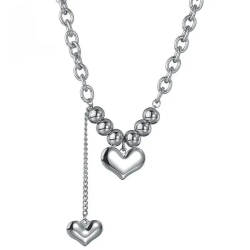 NTM3544 Stainless Steel Love Heart Pendant Clavicle Necklace Geometric Jewelry for Women