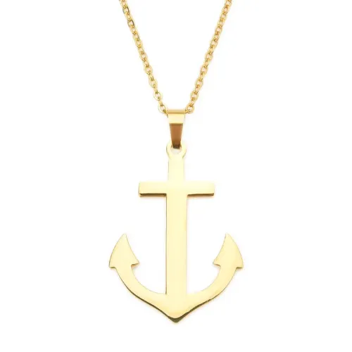 NTM2318 Anchor Pendant Necklace Unisex Stainless Steel Nautical Jewelry