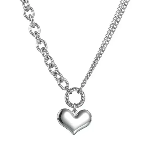 NTM3626 Women's Stainless Steel Heart Pendant Spliced Chain Necklace Trendy Love Jewelry