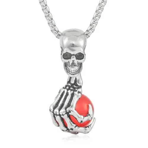 NTM1442 Skull Pendant Punk Necklace Stainless Steel Skull Charm for Edgy Style
