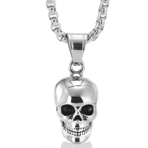 NTM2289 Skull Head Pendant Punk Men's Stainless Steel Ghost Necklace