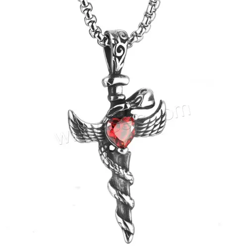 NTM1337 Ice and Fire Song Pendant Punk Necklace with Stainless Steel Fantasy Charm