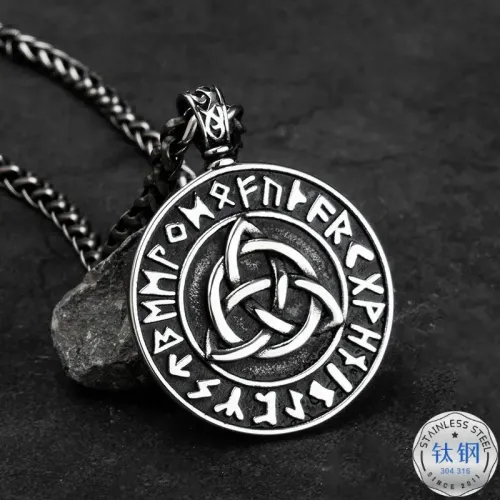 NTM3302 Nordic Viking Knot Pendant Necklace Stainless Steel Hip Hop Accessory