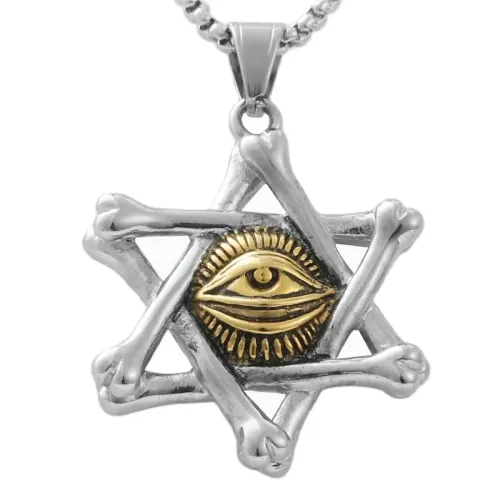 NTM1711 Eye of the Reaper Pendant Stainless Steel Hexagram Necklace for Women
