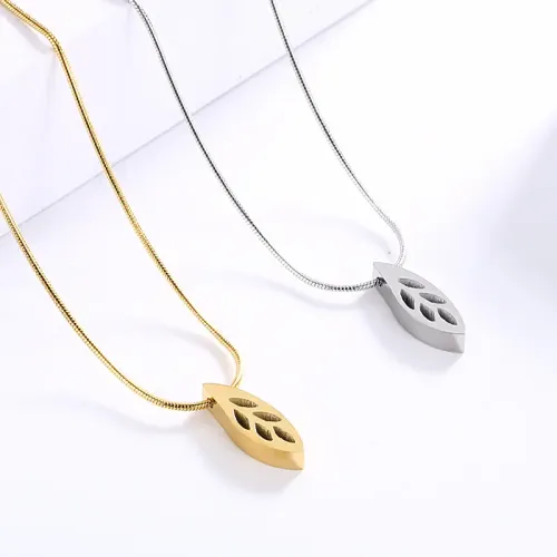 NTM2701 Harajuku Hollow Leaf Necklace Earring Set for Women Trendy Jewelry Combo
