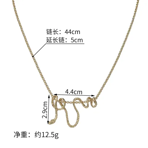 NTM3321 14K Gold Snake Pendant Necklace with Stainless Steel O Chain Collarbone Length Jewelry