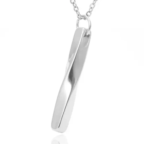 NTM1339 Twisted Bar Pendant Necklace Punk Hip Hop Stainless Steel Long Chain Jewelry