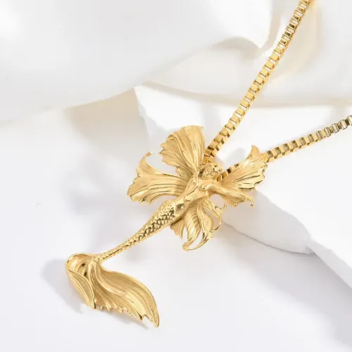 NTM3170 DIY Mermaid Pendant Necklace Stainless Steel Charm Jewelry