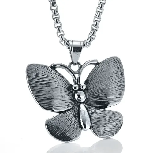 NTM2291 Butterfly Pendant Stainless Steel Insect Necklace for Men