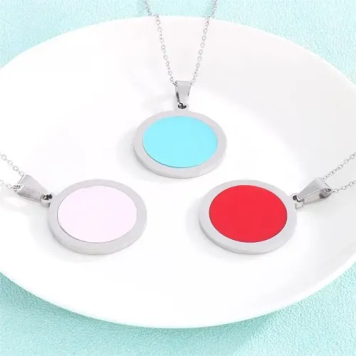 NTM2773 Stainless Steel Heart Pendant Circle Necklace Clavicle Chain Jewelry