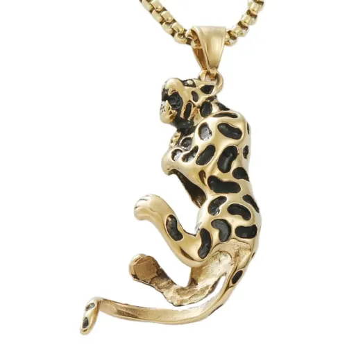 NTM1751 Leopard Fang Pendant Stainless Steel Panther Necklace Accessory