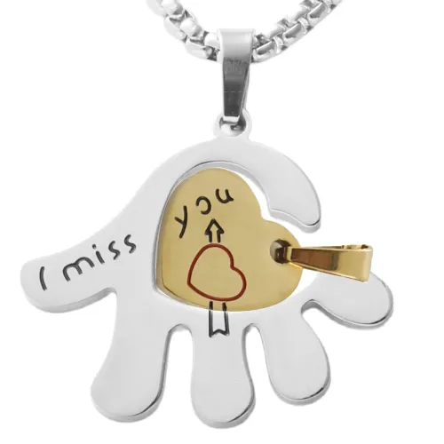NTM1833 Palm Pendant Necklace Stainless Steel Couples Hand Charm