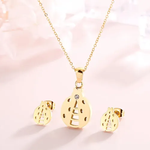 NTM2606 Elegant Stainless Steel Women's Necklace and Earrings Set Fashion Jewelry Ensemble