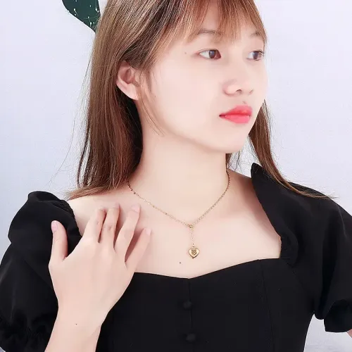 NTM2627 Elegant Large Heart Pendant Necklace Stainless Steel Love Charm for Women