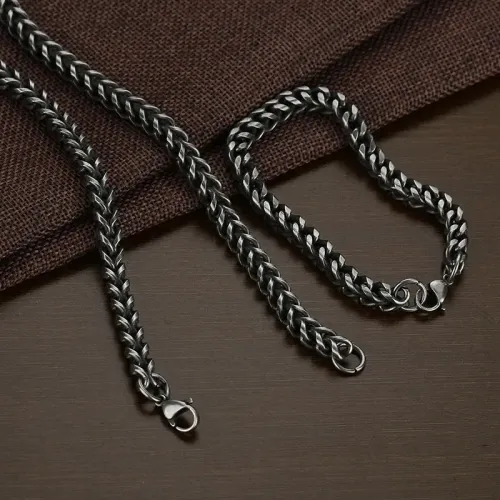 NTM3673 Double Sided Matte Necklace Hip Hop Stainless Steel Bracelet Urban Jewelry