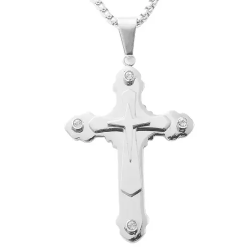 NTM1853 Cross Pendant Necklace Stainless Steel Crucifix Charm