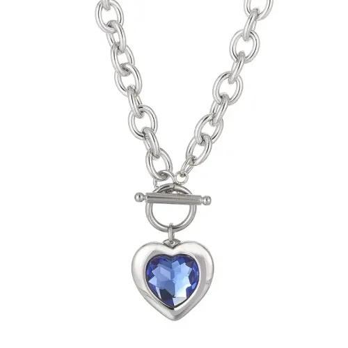 NTM2859 18K Gold Plated Stainless Steel Peach Heart Clavicle Chain Crystal Love Necklace