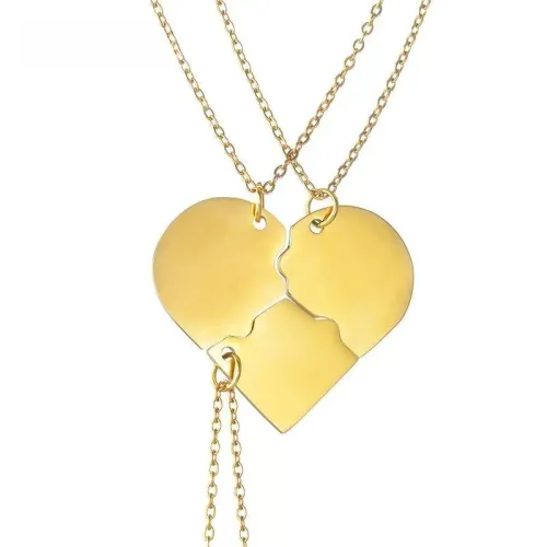 NTM3730 Best Friends Stainless Steel Heart Pendant Necklace 3 4 Piece Love Charm Set