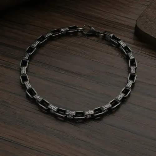 NTM3796 Men's Stainless Steel Punk Cross Bike Chain Bracelet Cool Hip Hop Thick Chain Necklace