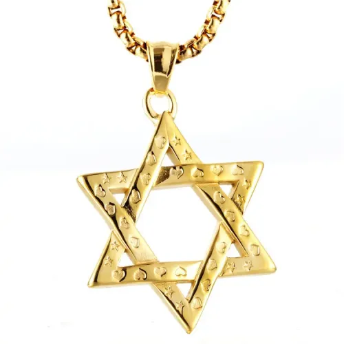 NTM2149 Love Heart Star of David Pendant Necklace for Women Stainless Steel Hexagram Charm