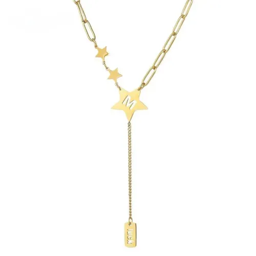 NTM3600 Sluck Letter Pentagram Pendant Necklace for Women Clavicle Chain Fashion Accessory