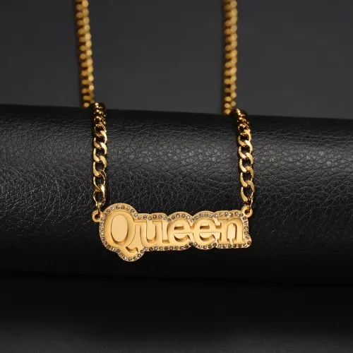 NTM3308 Custom Letter Diamond Necklace for Women Stainless Steel Clavicle Chain Direct Ship