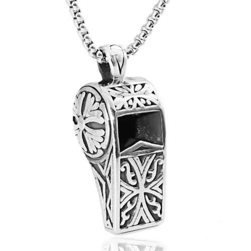 NTM2107 Hip Hop Whistle Pendant Necklace Stainless Steel Club Fashion Charm