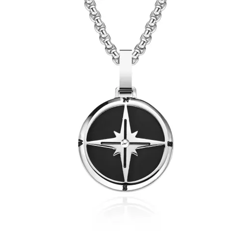 NTM1159 Men's Compass Tag Necklace Hip Hop Punk Fashion Accessory