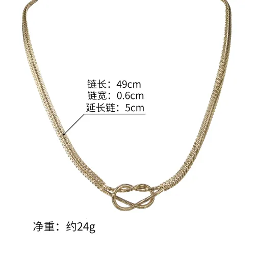 NTM3335 14K Gold Wide Band Braided Chain Necklace Unisex Stainless Steel Jewelry