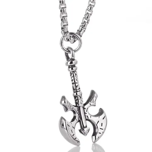 NTM2227 Axe Pendant Punk Necklace Stainless Steel Splitting Axe Tag Jewelry