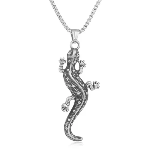 NTM1392 Gecko Pendant Punk Stainless Steel Lizard Necklace