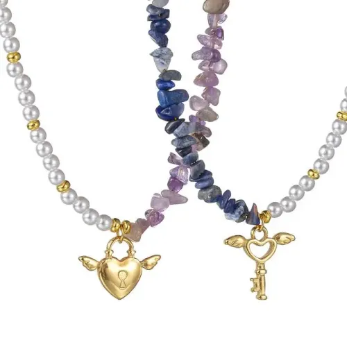 NTM3452 Handmade Crushed Stone Pearl Necklace Beaded Sweater Chain for Women