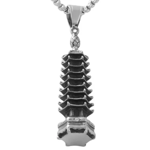 NTM1754 Hexagonal Pagoda Pendant Stainless Steel Tower Necklace Jewelry