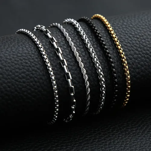 NTM898 Men's DIY Stainless Steel Pendant Women's Pearl Collarbone Chain Necklace