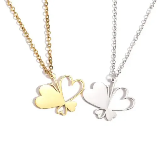 NTM3750 18K Gold Plated Stainless Steel Heart Pendant Necklace Solitaire Clavicle Chain for Women