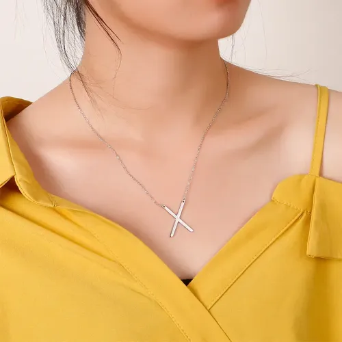 NTM2514 26 Alphabet Letters Stainless Steel Necklace Women's Clavicle Chain Jewelry