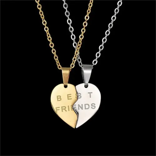 NTM3462 Broken Heart Best Friends Pendant Necklaces Stainless Steel BFF Jewelry
