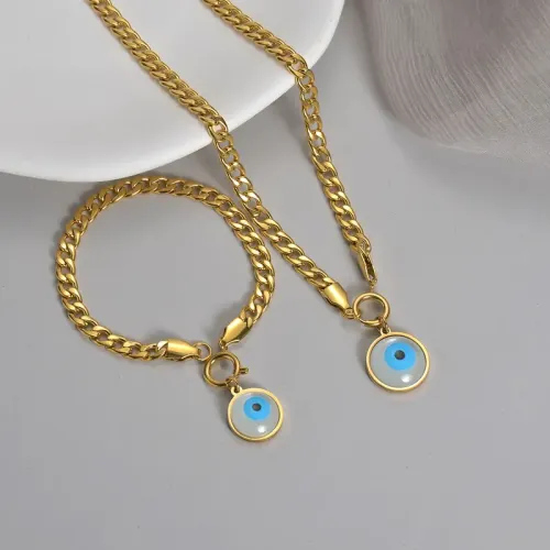 NTM3701 Stainless Steel Evil Eye Pendant Necklace Punk Style Women's Fashion Jewelry