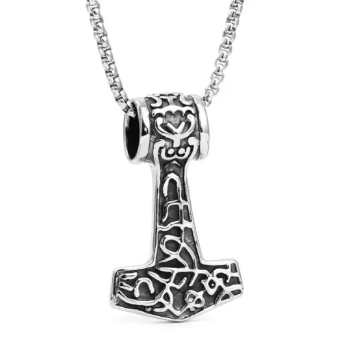 NTM2083 Thor's Hammer Pendant Men's Stainless Steel Mjolnir Necklace