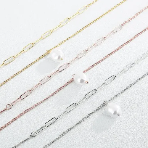 NTM2819 Multi Layered Stainless Steel Shell Pearl Necklace for Women Clavicle Chain Accessory