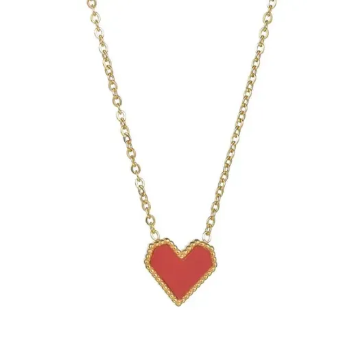 NTM3464 18K Gold Plated Tassel Heart Pendant Necklace for Women Stainless Steel Jewelry
