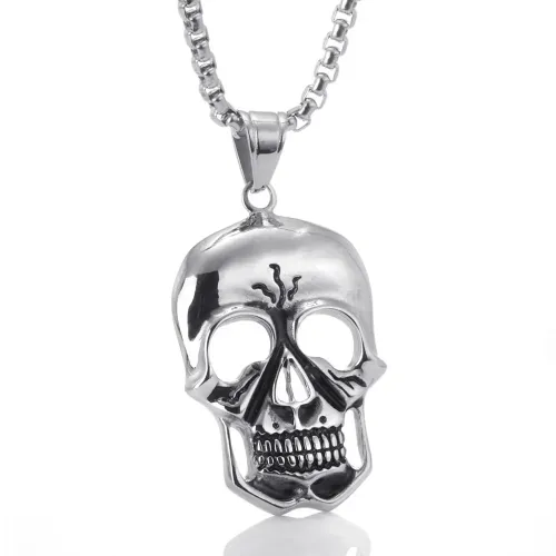 NTM2262 Skull Pendant Men's Gothic Cast Stainless Steel Demon Mask Necklace