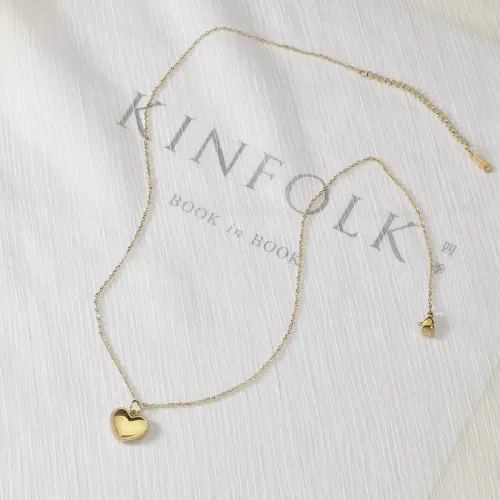 NTM3762 14k Gold Heart Pendant Necklace for Women Stainless Steel Collarbone Chain Jewelry
