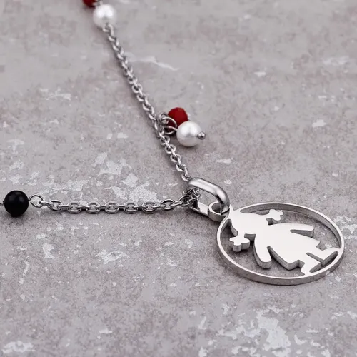 NTM2842 Stainless Steel Girl Pattern Necklace in Three Colors Elegant Jewelry Set for Women